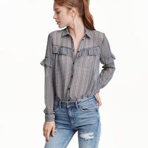 H&M Checked Ruffle Blouse